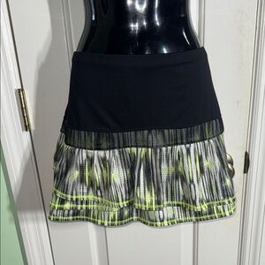 Lucky In Love Black & Green Golf Athletic Pickleball Mini Skort Skirt Size L